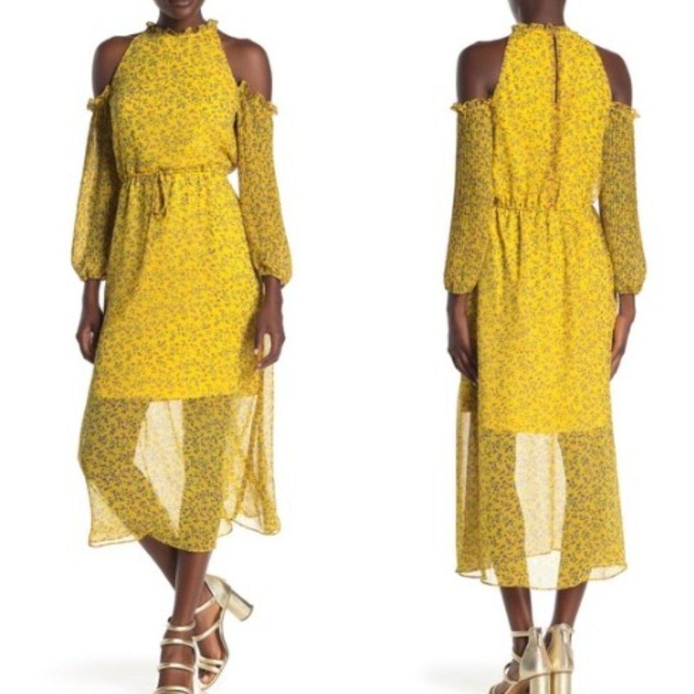 SAM EDELMAN Cold Shoulder Disty Floral Print Maxi Dress 4